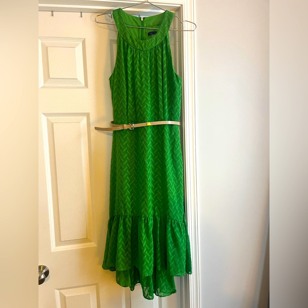 NWT Tommy Hilfiger Women's Green Textured Halter Flounce Midi Dress